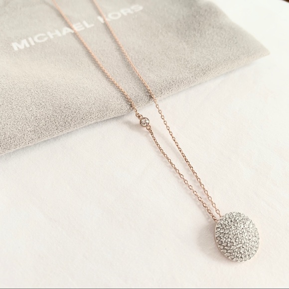 NWT MK rose Gold Tone crystal disc pendant - Picture 2 of 5